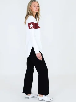 3rd Story Holland Star Band White Graphic T Shirt< Long Sleeves
