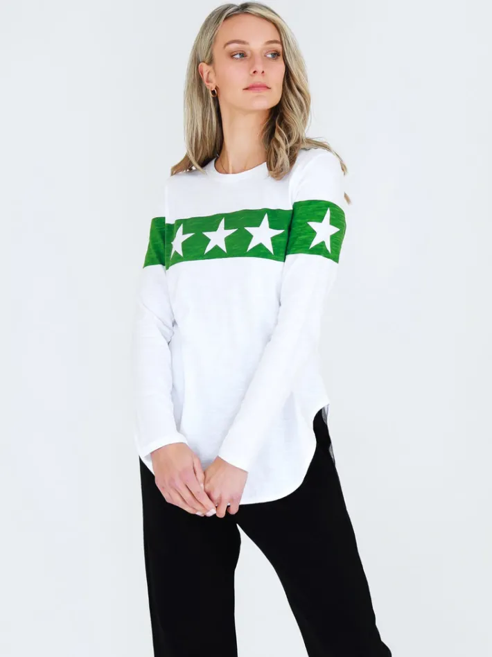3rd Story Holland Star Band White Graphic T Shirt< Long Sleeves