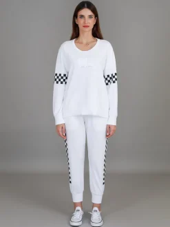3rd Story Izzy - Ada Check Print Sleeve Sweatshirt< Sweatshirts|Sweatshirts