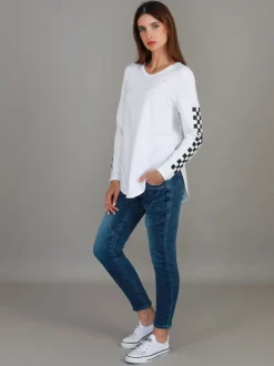 3rd Story Izzy - Ana Check Print Long Sleeve T Shirt< Long Sleeves
