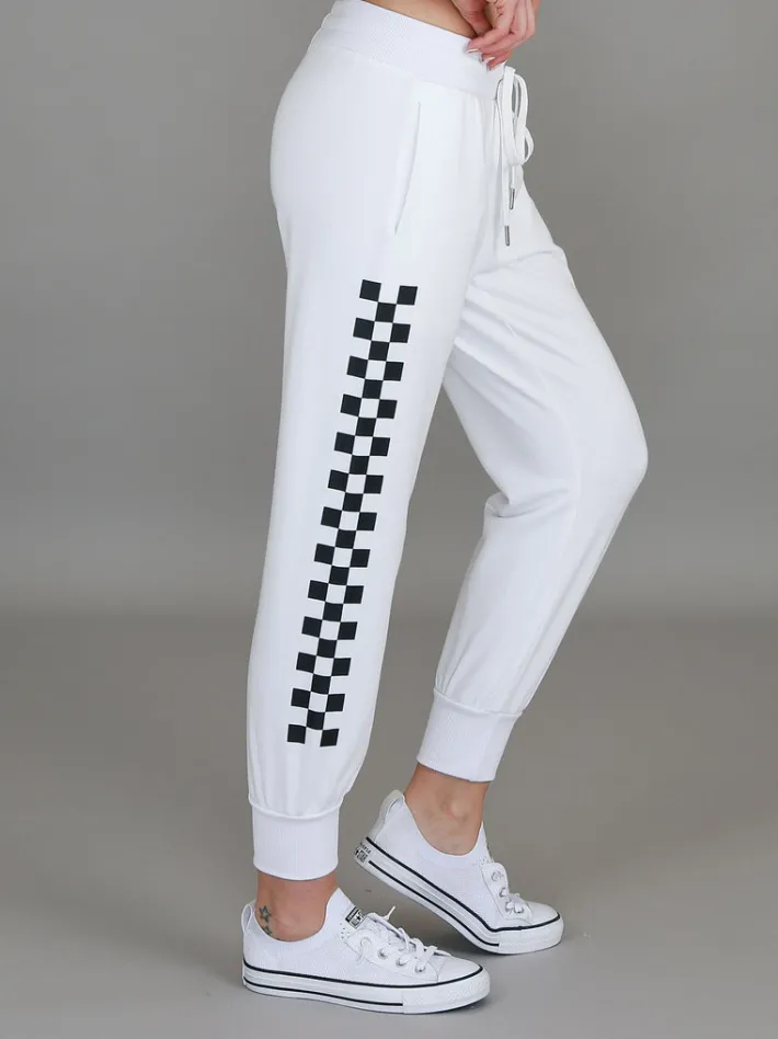 3rd Story Izzy - Ava Cheque Print Sweatpants< Sweatpants|Joggers