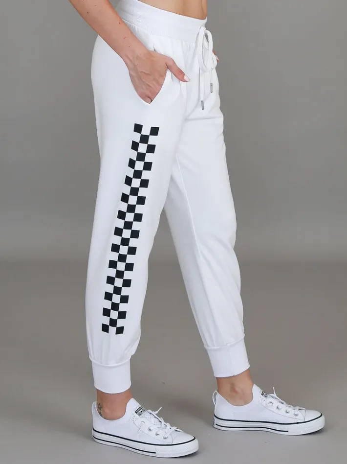 3rd Story Izzy - Ava Cheque Print Sweatpants< Sweatpants|Joggers