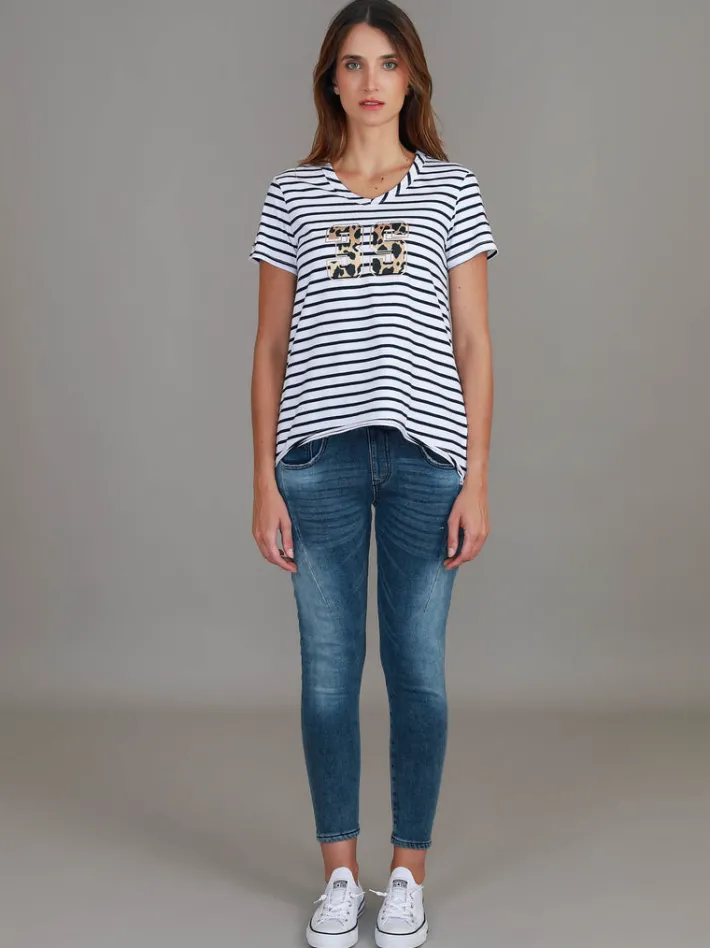 3rd Story Izzy 3S Leopard Stripe T Shirt< Short Sleeves