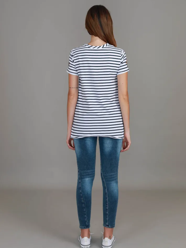 3rd Story Izzy 3S Leopard Stripe T Shirt< Short Sleeves