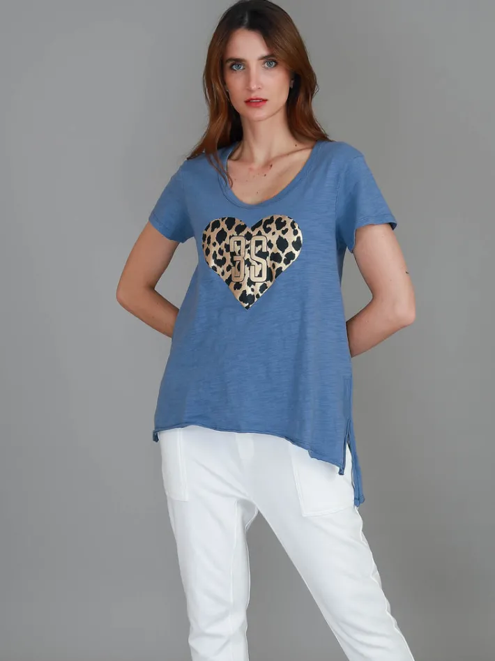3rd Story Jae Leopard Heart Short Sleeve T Shirt< Short Sleeves