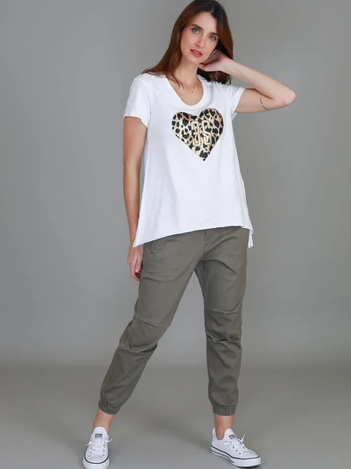 3rd Story Jae Leopard Heart Short Sleeve T Shirt< Short Sleeves