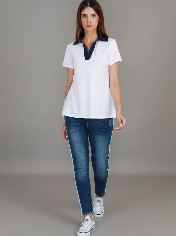3rd Story Jaysmin Contrast Polo T Shirt< Short Sleeves