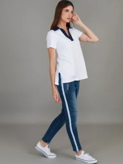 3rd Story Jaysmin Contrast Polo T Shirt< Short Sleeves