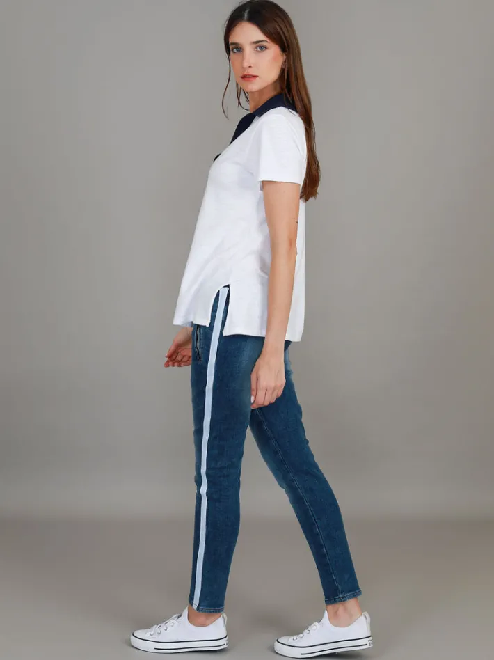 3rd Story Jaysmin Contrast Polo T Shirt< Short Sleeves