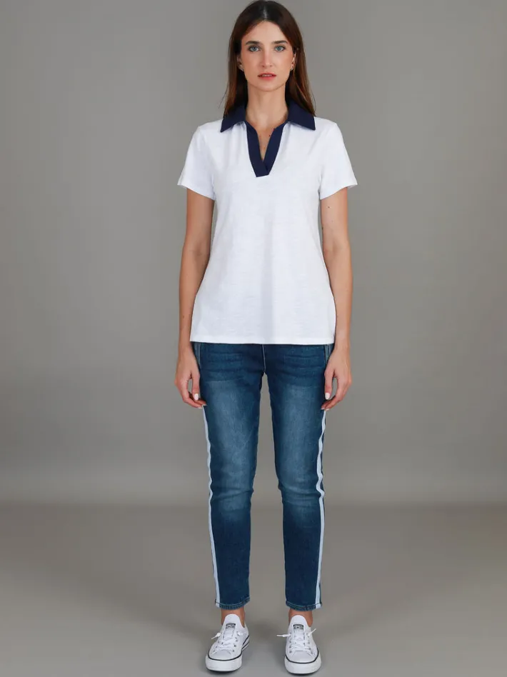 3rd Story Jaysmin Contrast Polo T Shirt< Short Sleeves