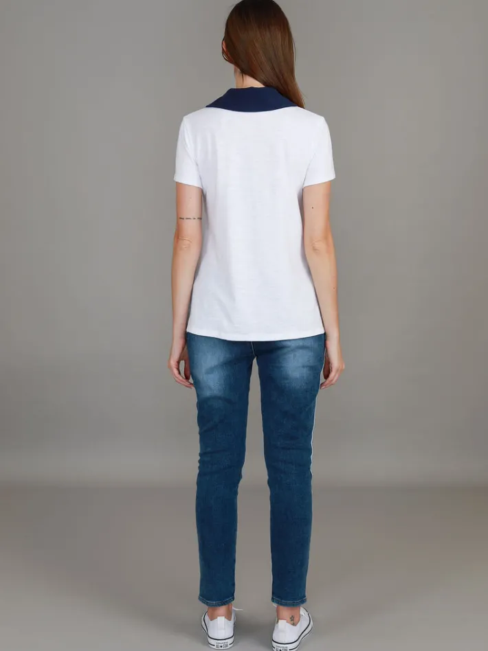 3rd Story Jaysmin Contrast Polo T Shirt< Short Sleeves