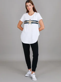 3rd Story Jill Gold Star with Stripes T Shirt< Short Sleeves