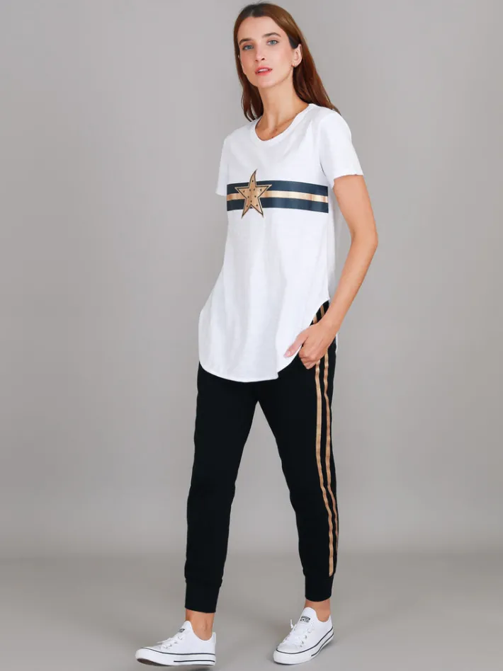 3rd Story Jill Gold Star with Stripes T Shirt< Short Sleeves