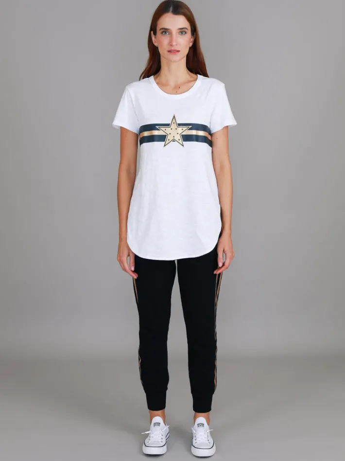 3rd Story Jill Gold Star with Stripes T Shirt< Short Sleeves