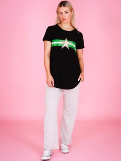 3rd Story Jill Gold Star with Stripes T Shirt< Short Sleeves