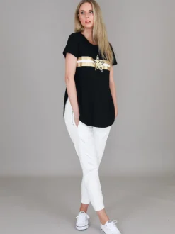 3rd Story Jill Gold Star with Stripes T Shirt< Short Sleeves
