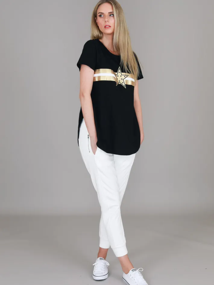3rd Story Jill Gold Star with Stripes T Shirt< Short Sleeves