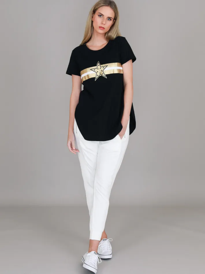 3rd Story Jill Gold Star with Stripes T Shirt< Short Sleeves