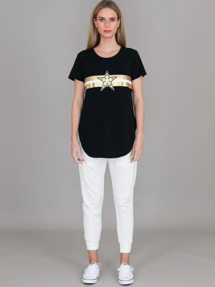 3rd Story Jill Gold Star with Stripes T Shirt< Short Sleeves