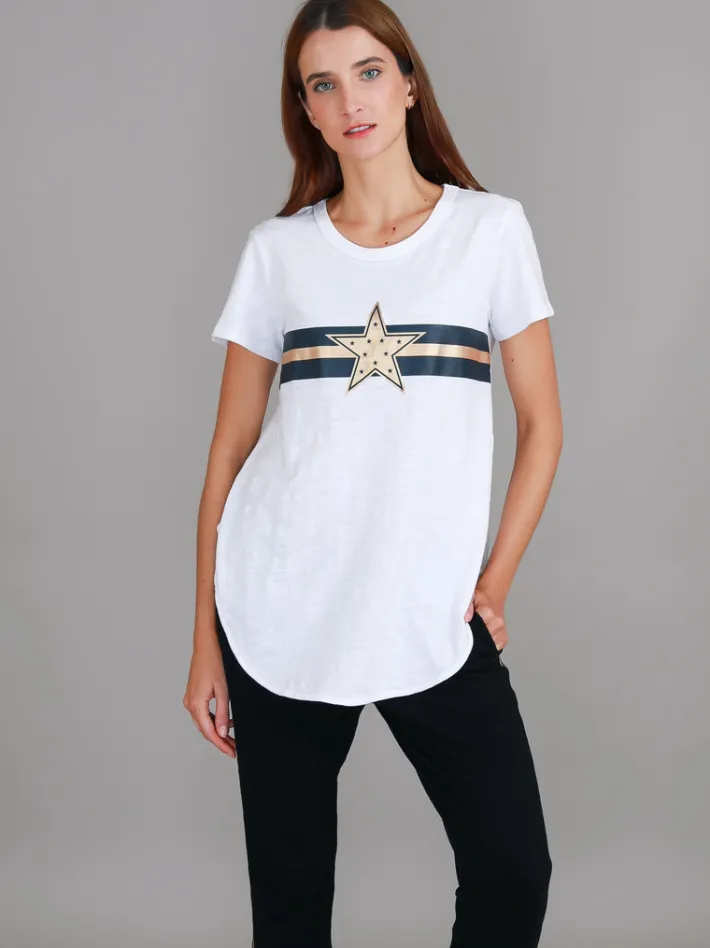 3rd Story Jill Gold Star with Stripes T Shirt< Short Sleeves