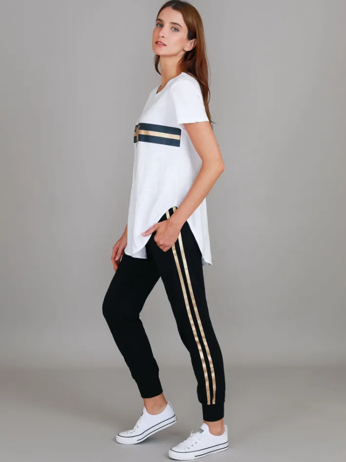 3rd Story Jill Gold Star with Stripes T Shirt< Short Sleeves
