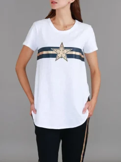3rd Story Jill Gold Star with Stripes T Shirt< Short Sleeves