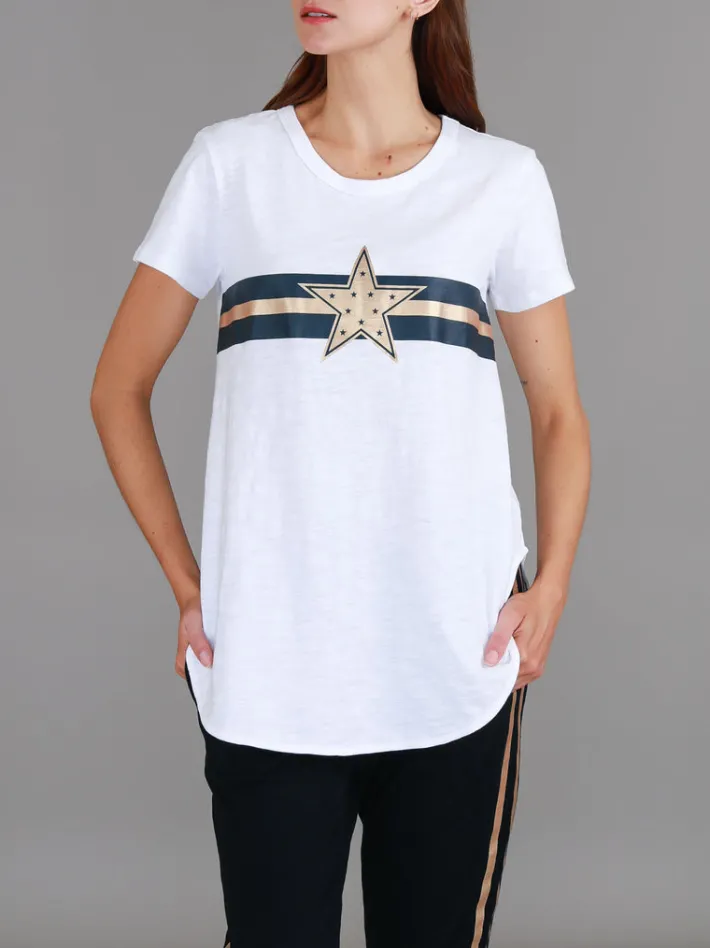 3rd Story Jill Gold Star with Stripes T Shirt< Short Sleeves