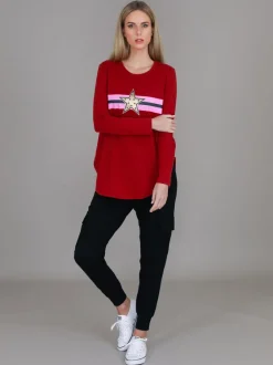 3rd Story Jolie Gold Star Long Sleeve T Shirt< Long Sleeves