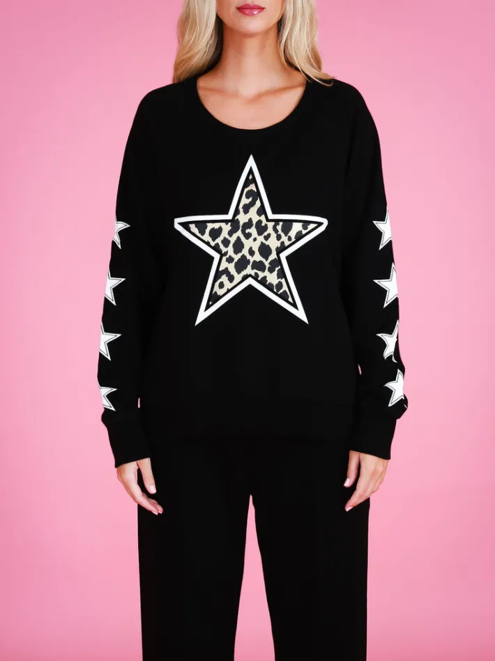 3rd Story Kate Leopard Print Star Sweatshirt< Sweatshirts|Sweatshirts