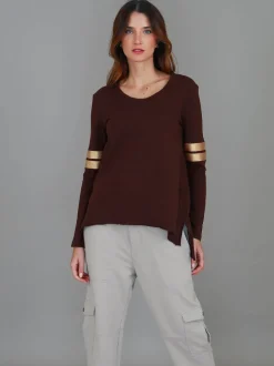 3rd Story Kiara Twin Gold Stripe T Shirt< Long Sleeves