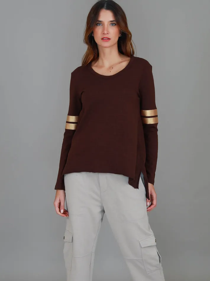 3rd Story Kiara Twin Gold Stripe T Shirt< Long Sleeves