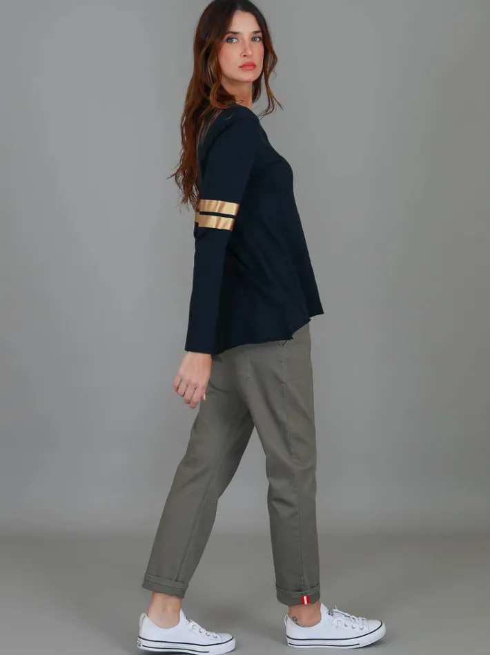 3rd Story Kiara Twin Gold Stripe T Shirt< Long Sleeves
