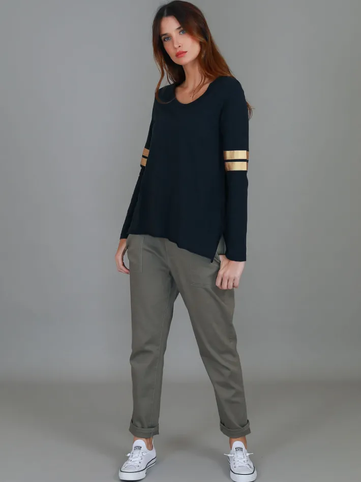 3rd Story Kiara Twin Gold Stripe T Shirt< Long Sleeves