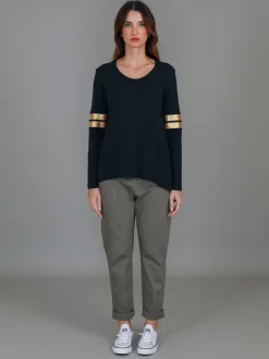 3rd Story Kiara Twin Gold Stripe T Shirt< Long Sleeves