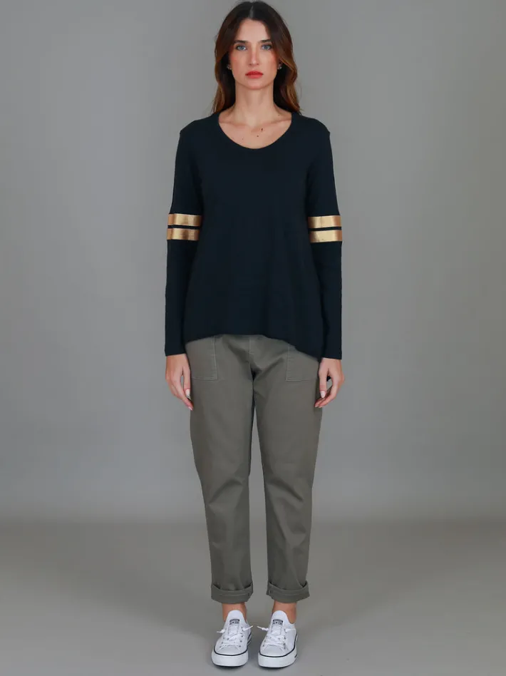3rd Story Kiara Twin Gold Stripe T Shirt< Long Sleeves