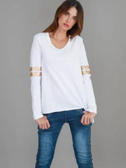 3rd Story Kiara Twin Gold Stripe T Shirt< Long Sleeves