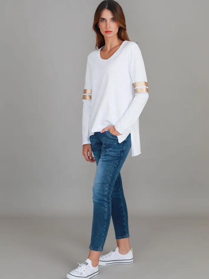 3rd Story Kiara Twin Gold Stripe T Shirt< Long Sleeves