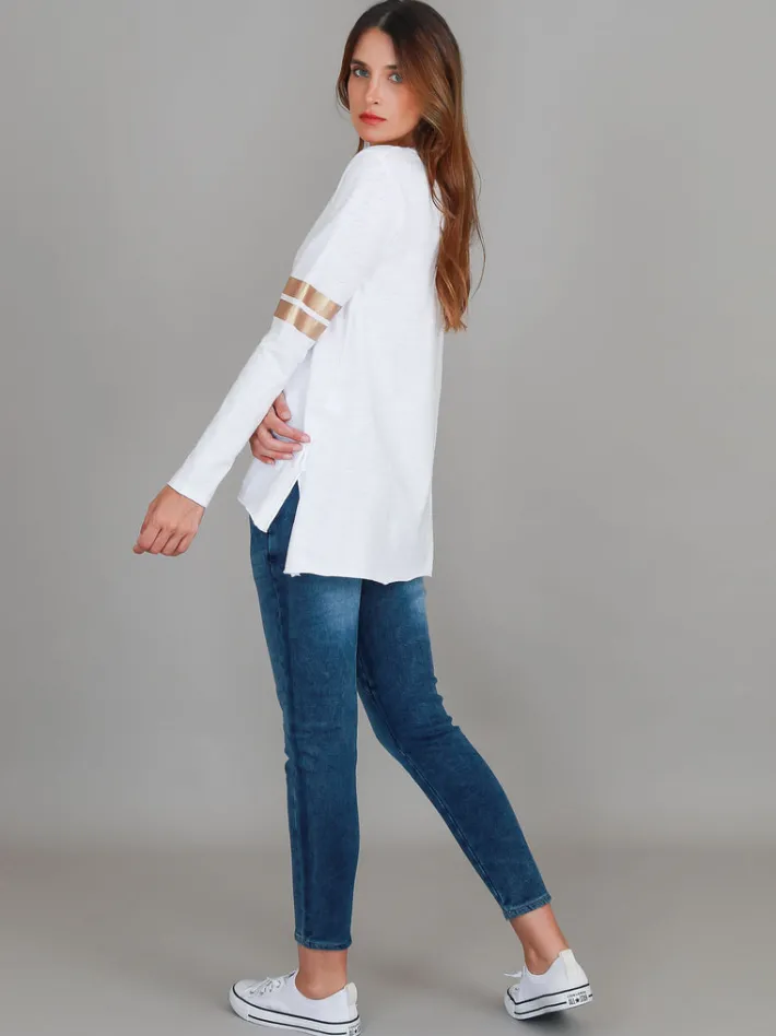 3rd Story Kiara Twin Gold Stripe T Shirt< Long Sleeves