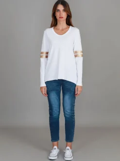 3rd Story Kiara Twin Gold Stripe T Shirt< Long Sleeves