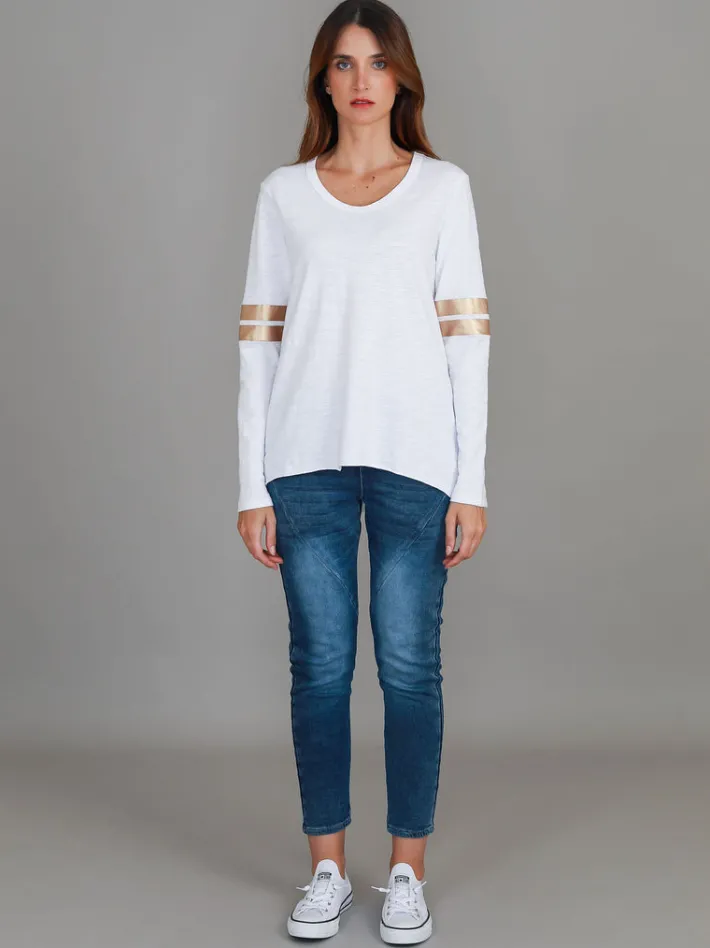 3rd Story Kiara Twin Gold Stripe T Shirt< Long Sleeves