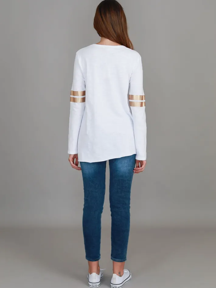 3rd Story Kiara Twin Gold Stripe T Shirt< Long Sleeves