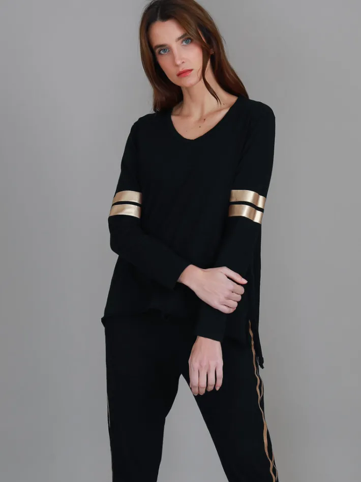 3rd Story Kiara Twin Gold Stripe T Shirt< Long Sleeves