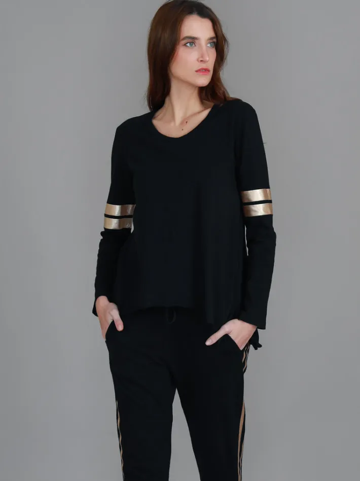 3rd Story Kiara Twin Gold Stripe T Shirt< Long Sleeves