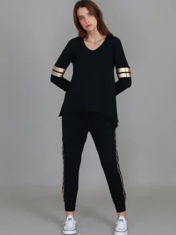 3rd Story Kiara Twin Gold Stripe T Shirt< Long Sleeves