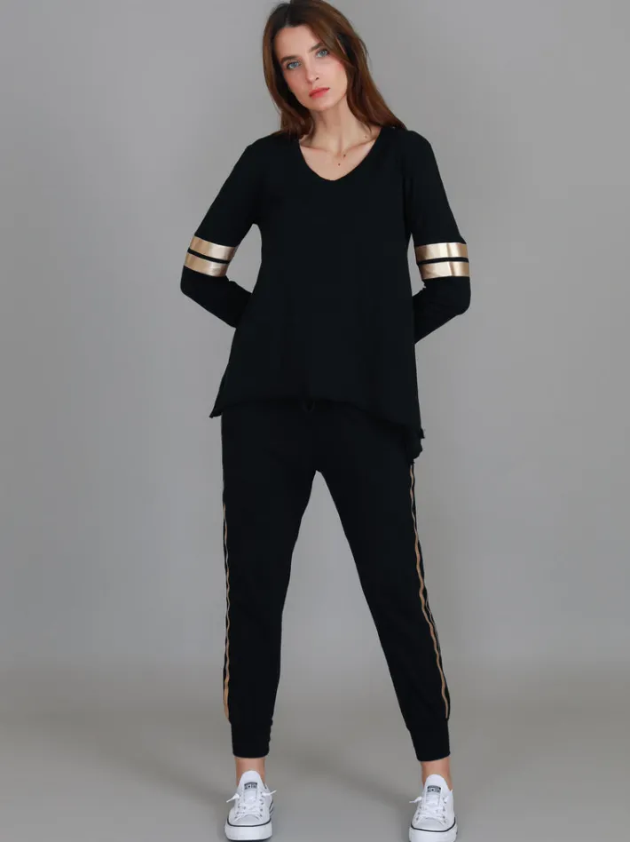 3rd Story Kiara Twin Gold Stripe T Shirt< Long Sleeves