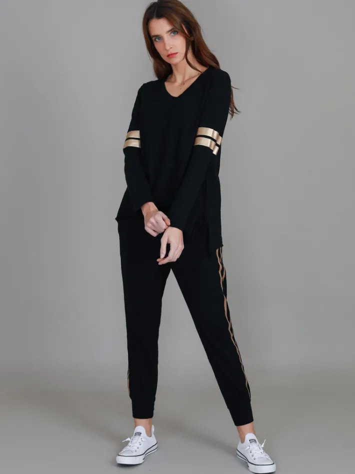 3rd Story Kiara Twin Gold Stripe T Shirt< Long Sleeves