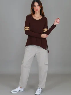 3rd Story Kiara Twin Gold Stripe T Shirt< Long Sleeves