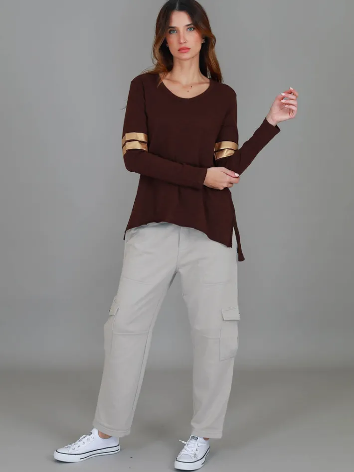 3rd Story Kiara Twin Gold Stripe T Shirt< Long Sleeves