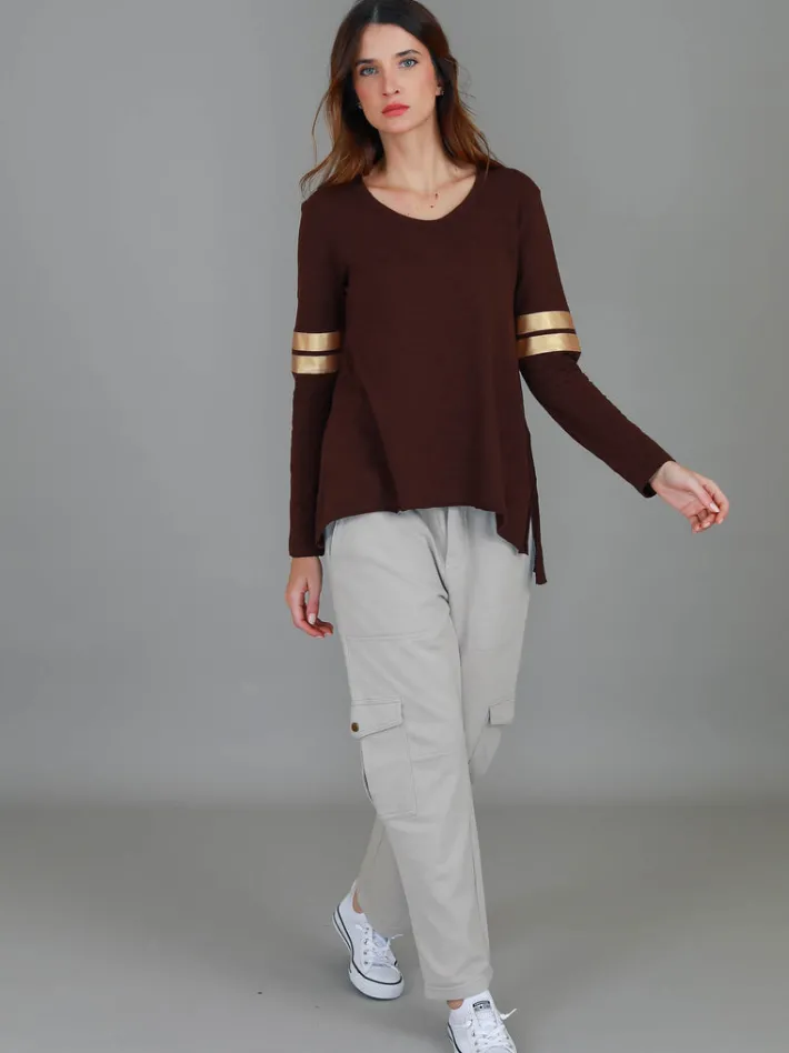 3rd Story Kiara Twin Gold Stripe T Shirt< Long Sleeves