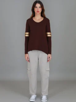 3rd Story Kiara Twin Gold Stripe T Shirt< Long Sleeves